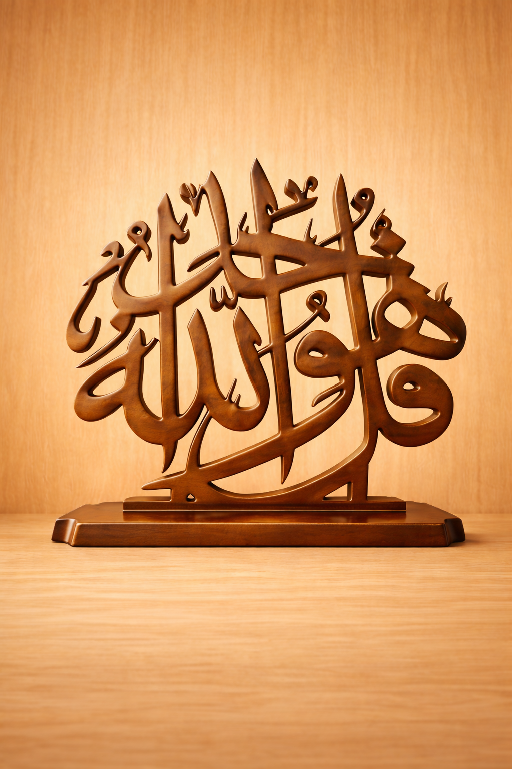 Kul Wallah Hu Ahad Calligraphy Wooden Stand •  {قُلْ هُوَ اللَّهُ أَحَدٌ}